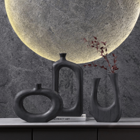 Anvia woodiness Vase Black (size: Large Size)