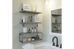 Bathroom Shelf Over Toilet, Floating Bathroom Shelf Wall Mounted with Wire Basket, Floating Shelf for Wall DÃ©cor