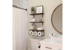 Bathroom Shelf Over Toilet, Floating Bathroom Shelf Wall Mounted with Wire Basket, Floating Shelf for Wall DÃ©cor