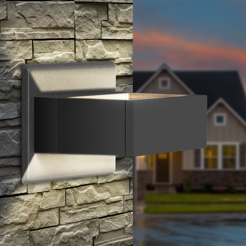 Inowel Wall Sconce LED Integrated Porch Light Modern Waterproof IP54 Wall Lamps Outdoor Up/Down Skeleton Light 17505 (Option: Grey)