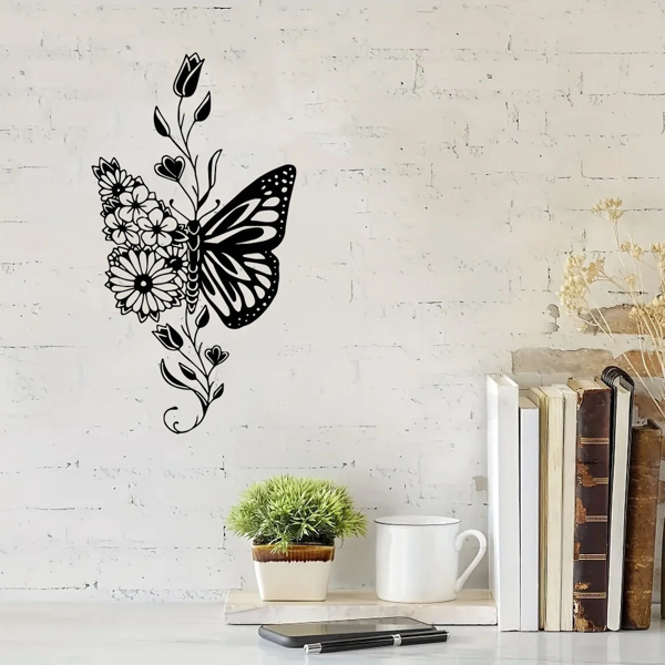 CIFbuy Aluminum Butterfly Floral Silhouette Wall Art Natural Farmhouse Home Decor Gift TikTok, Temu Pick-up Service (Option: defaulttitle)