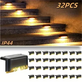 Led Solar Deck Lights 32 Pack Waterproof And Wide Use For Outdoor Stairs Step Fence Railing Yard And Patio Auto On/Off Easy Installation(Warm Whi (Option: Wramlight32PCS)